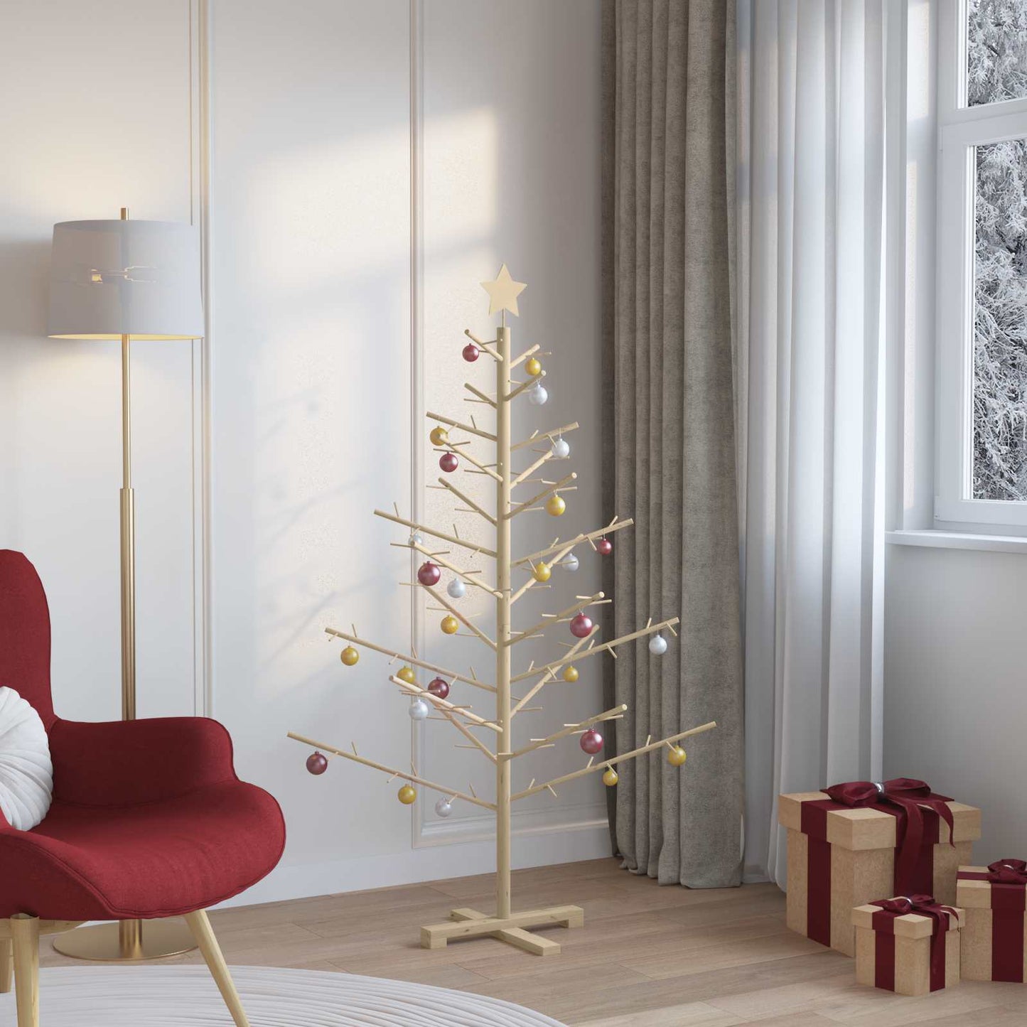 Albero di Natale in legno con supporto Naturale 150 cm