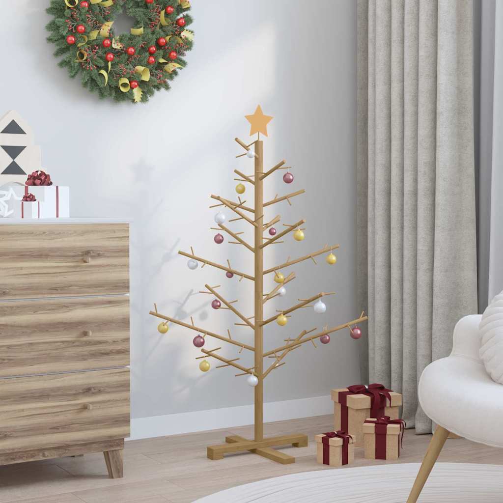 Albero di Natale in legno Marrone 125 cm Legno di pino massello