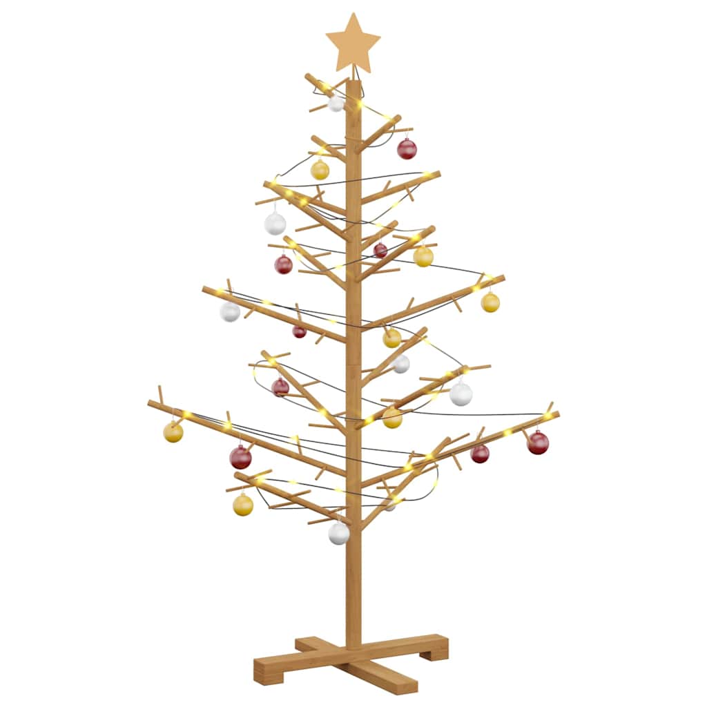 Albero di Natale in legno Marrone 125 cm Legno di pino massello