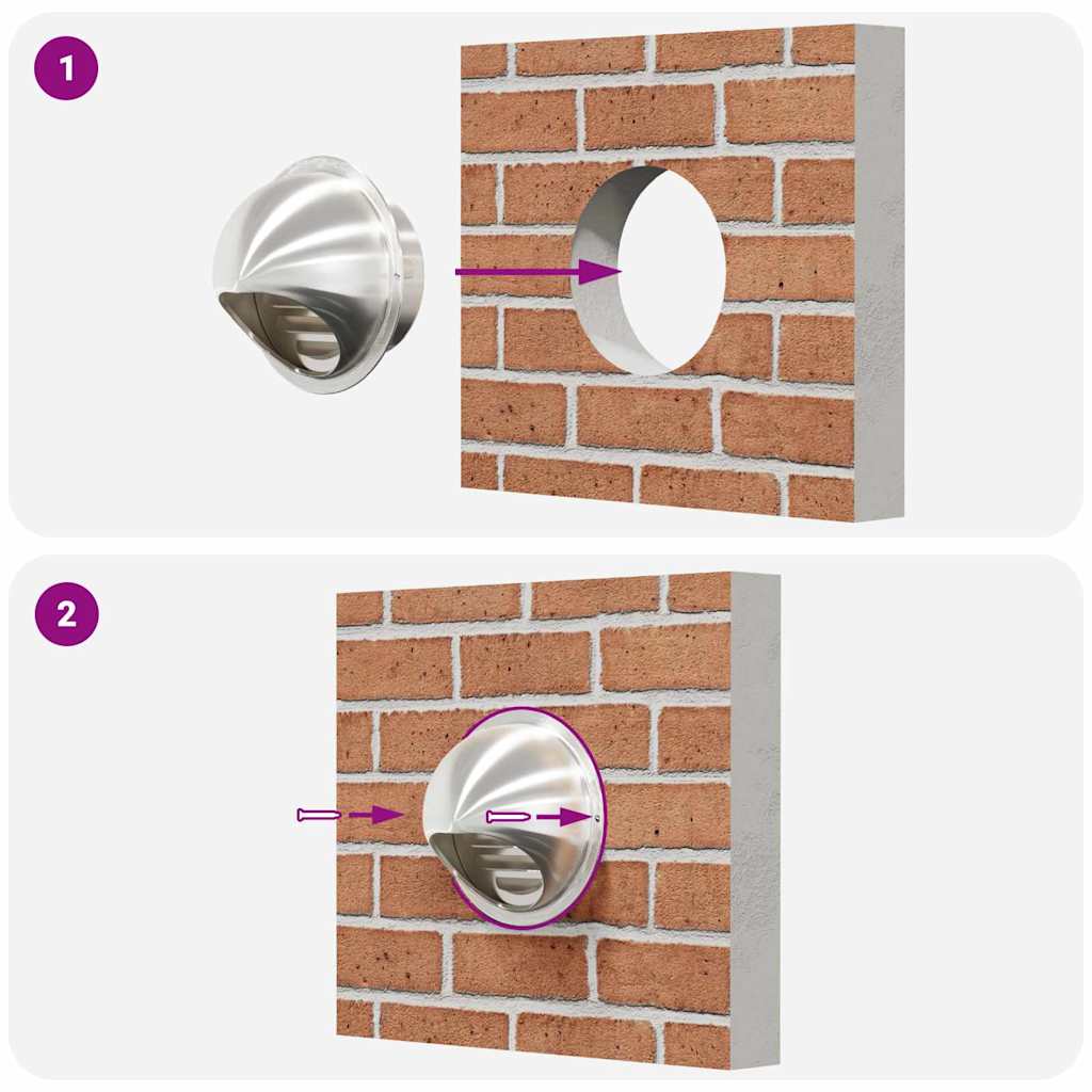 Coperture per ventilazione d'aria 2 pcs Argento 100 mm | homemem39