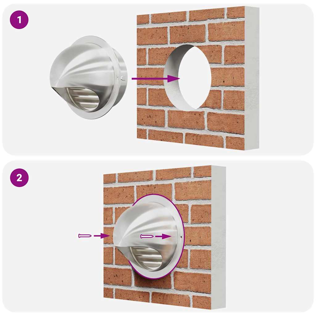 Coperture per ventilazione d'aria 2 pcs Argento 150 mm | homemem39