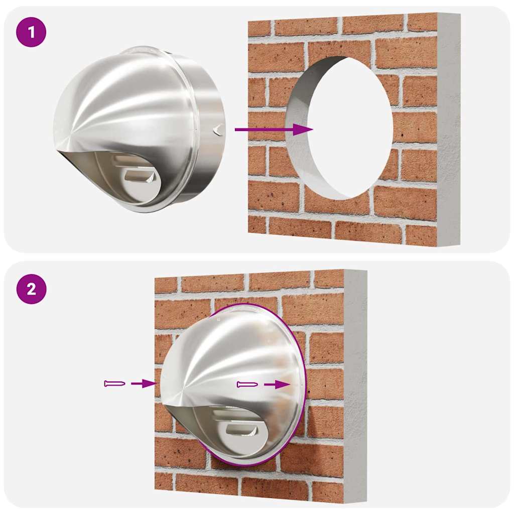 Coperture per ventilazione d'aria 2 pcs Argento 200 mm | homemem39