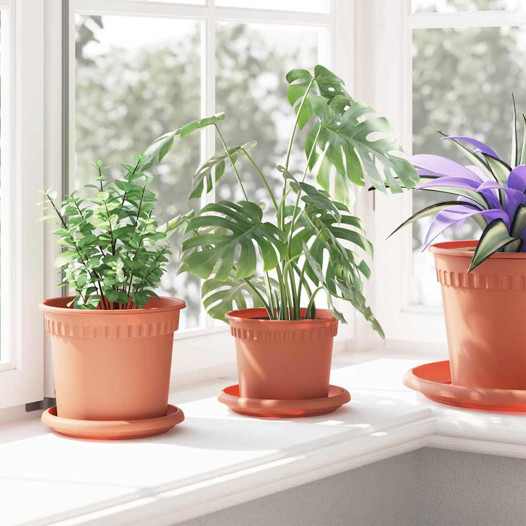 Vaso Rotondo per Fiori 6 pcs Rosso Mattone Ø 12,5 x 10 cm | homemem39