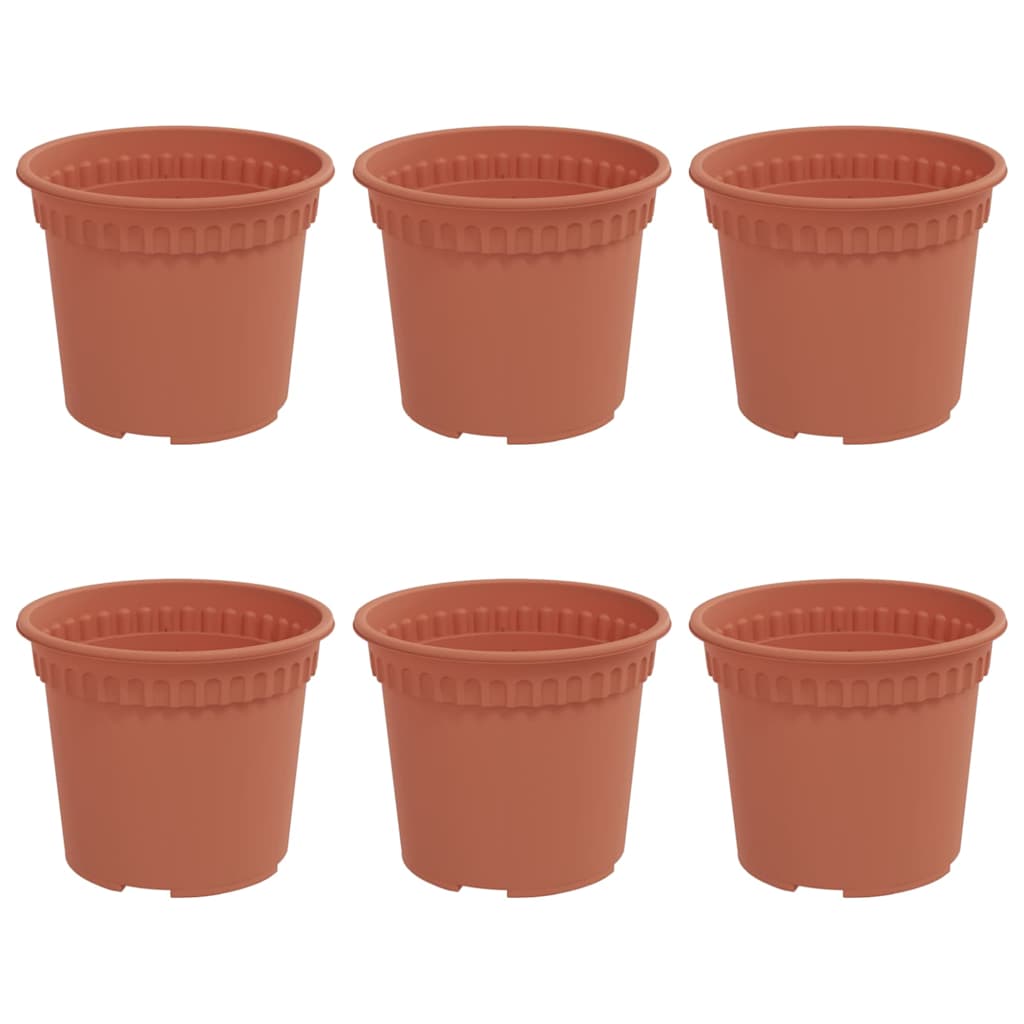 Vaso Rotondo per Fiori 6 pcs Rosso Mattone Ø 12,5 x 10 cm | homemem39