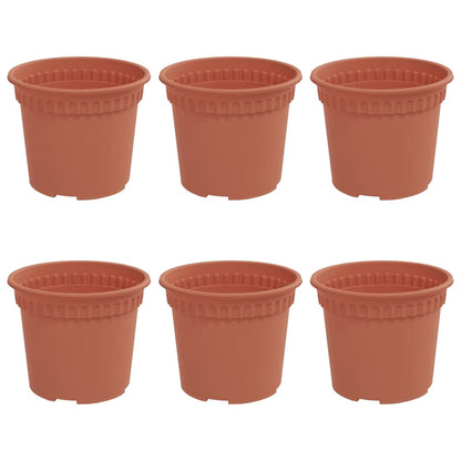 Vaso Rotondo per Fiori 6 pcs Rosso Mattone Ø 12,5 x 10 cm | homemem39