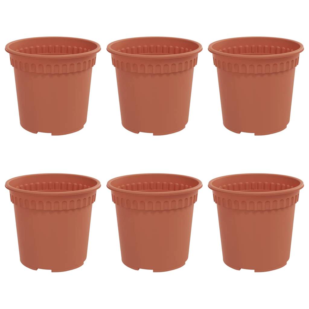Vaso Rotondo per Fiori 6 pcs Rosso Mattone Ø 15 x 12 cm | homemem39