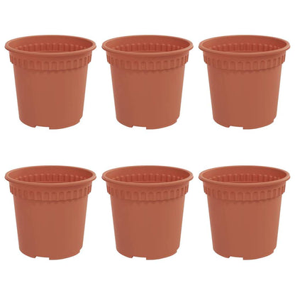 Vaso Rotondo per Fiori 6 pcs Rosso Mattone Ø 15 x 12 cm | homemem39