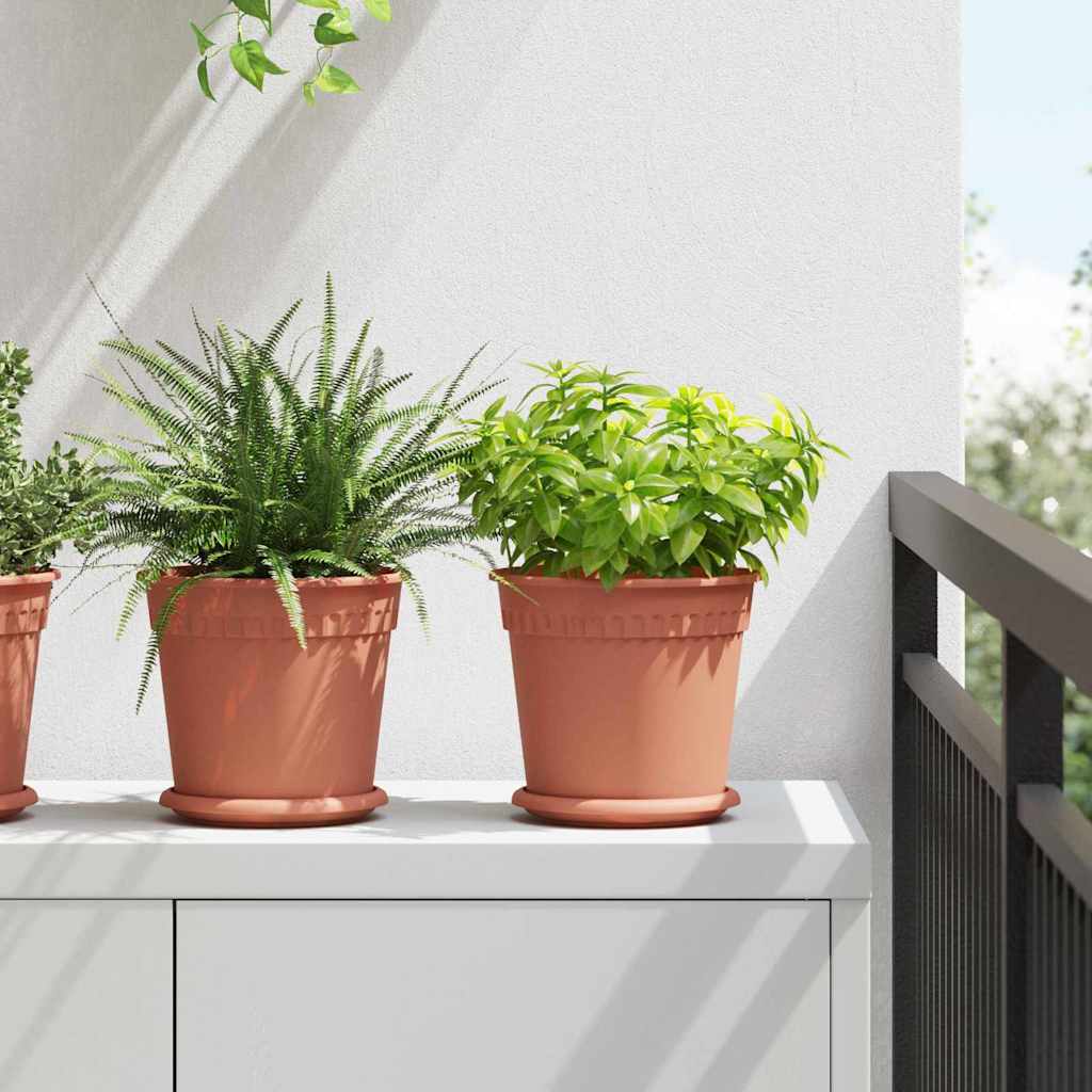 Vaso Rotondo per Fiori 6 pcs Rosso Mattone Ø 19 x 16 cm