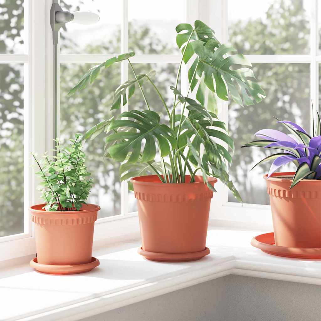 Vaso Rotondo per Fiori 6 pcs Rosso Mattone Ø 19 x 16 cm | homemem39