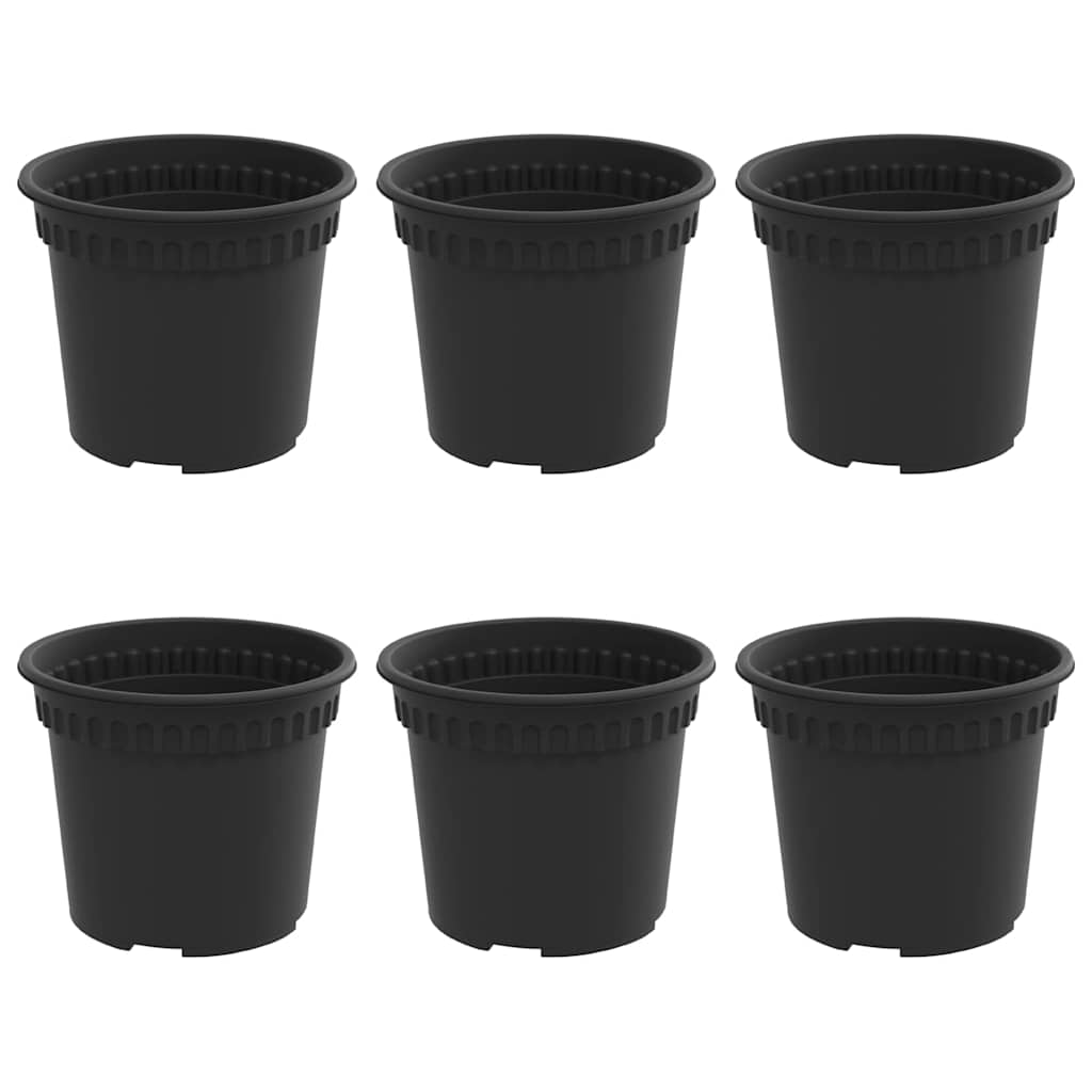 Vaso Rotondo per Fiori 6 pcs Nero Ø 12,5 x 10 cm Plastica | homemem39