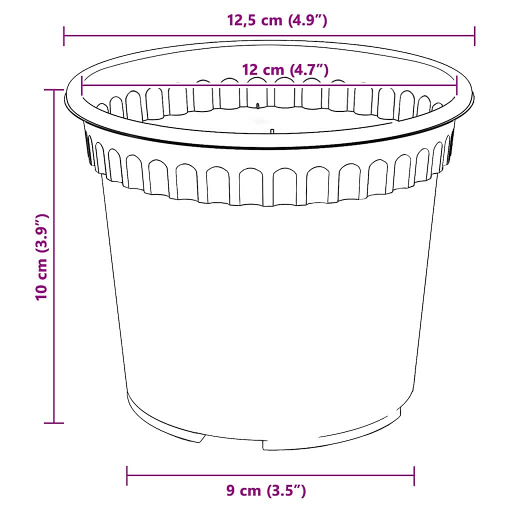Vaso Rotondo per Fiori 6 pcs Nero Ø 12,5 x 10 cm Plastica | homemem39