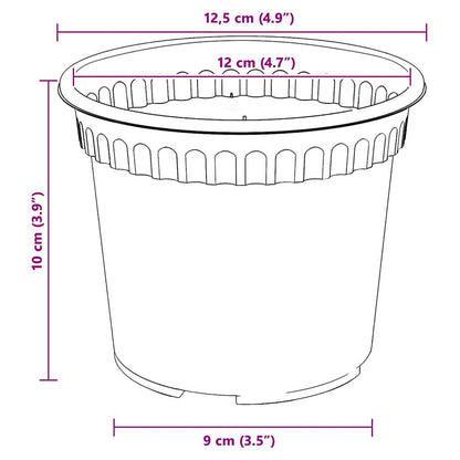 Vaso Rotondo per Fiori 6 pcs Nero Ø 12,5 x 10 cm Plastica | homemem39