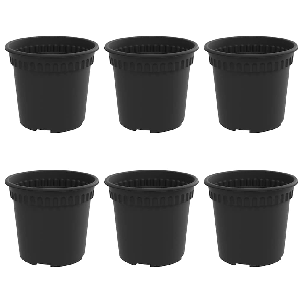 Vaso Rotondo per Fiori 6 pcs Nero Ø 15 x 12 cm Plastica | homemem39
