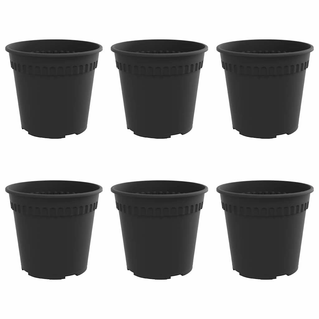 Vaso Rotondo per Fiori 6 pcs Nero Ø 17 x 14 cm Plastica