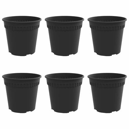 Vaso Rotondo per Fiori 6 pcs Nero Ø 19 x 16 cm Plastica | homemem39