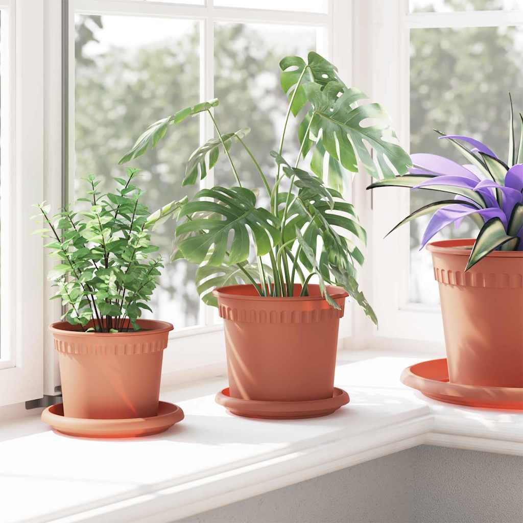 Vaso Rotondo per Fiori 24 pcs Rosso Mattone Ø 15 x 12 cm | homemem39
