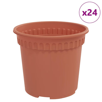 Vaso Rotondo per Fiori 24 pcs Rosso Mattone Ø 15 x 12 cm | homemem39