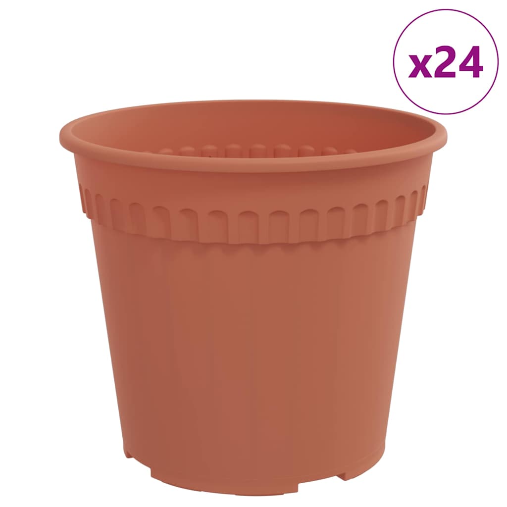 Vaso Rotondo per Fiori 24 pcs Rosso Mattone Ø 19 x 16 cm