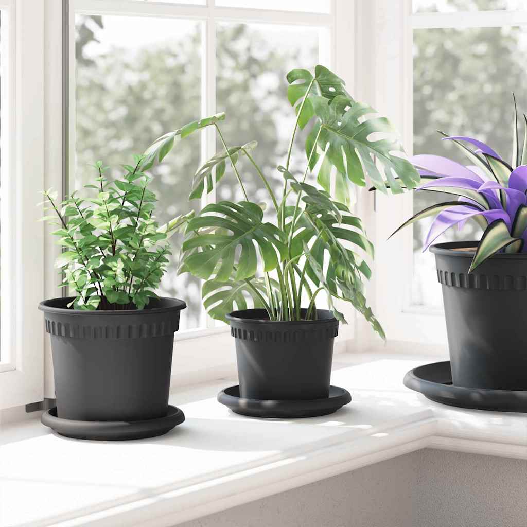 Vaso Rotondo per Fiori 24 pcs Nero Ø 12,5 x 10 cm Plastica | homemem39