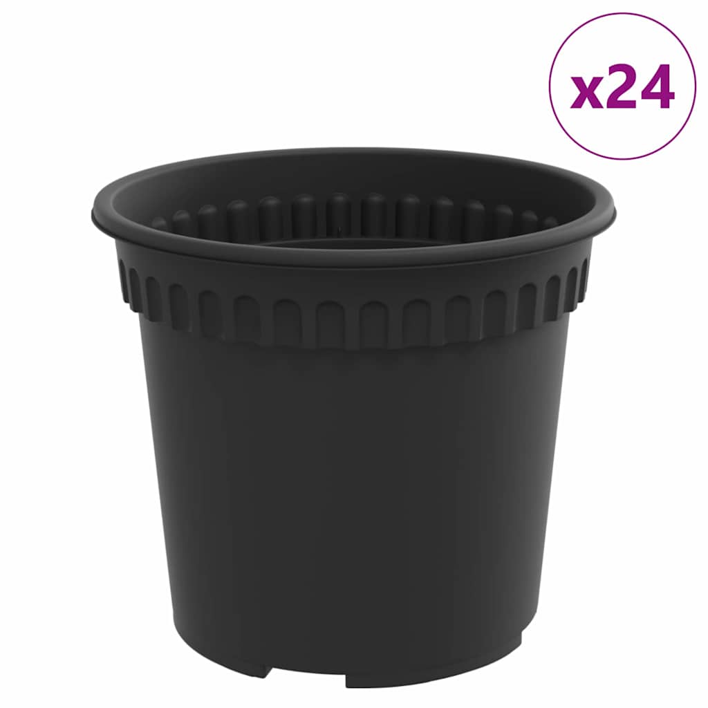 Vaso Rotondo per Fiori 24 pcs Nero Ø 15 x 12 cm Plastica | homemem39