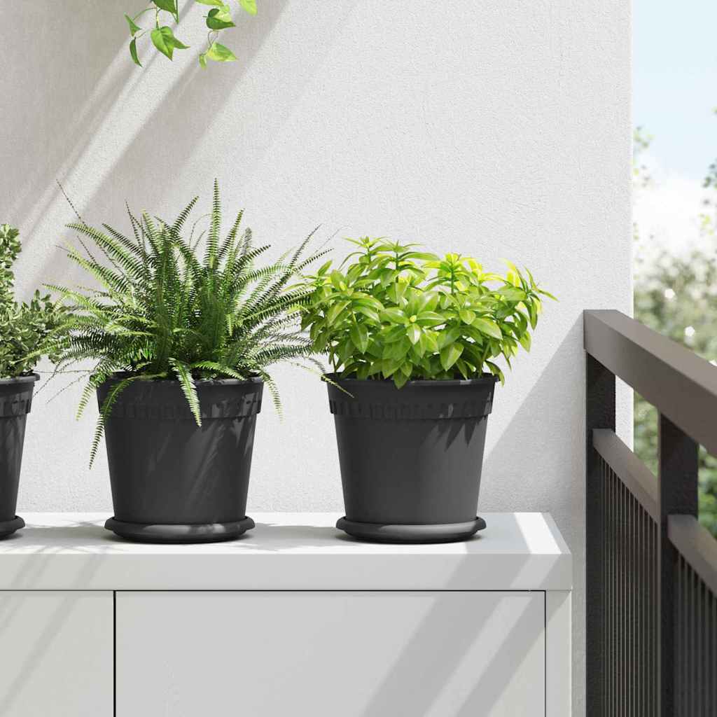 Vaso Rotondo per Fiori 24 pcs Nero Ø 19 x 16 cm Plastica | homemem39