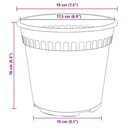 Vaso Rotondo per Fiori 24 pcs Nero Ø 19 x 16 cm Plastica | homemem39
