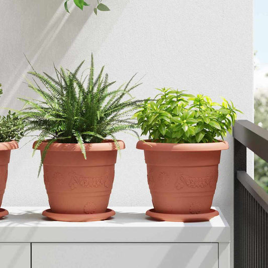 Vaso Rotondo per Fiori 6 pcs Rosso Mattone Ø 22 x 18 cm | homemem39