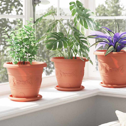Vaso Rotondo per Fiori 6 pcs Rosso Mattone Ø 22 x 18 cm | homemem39