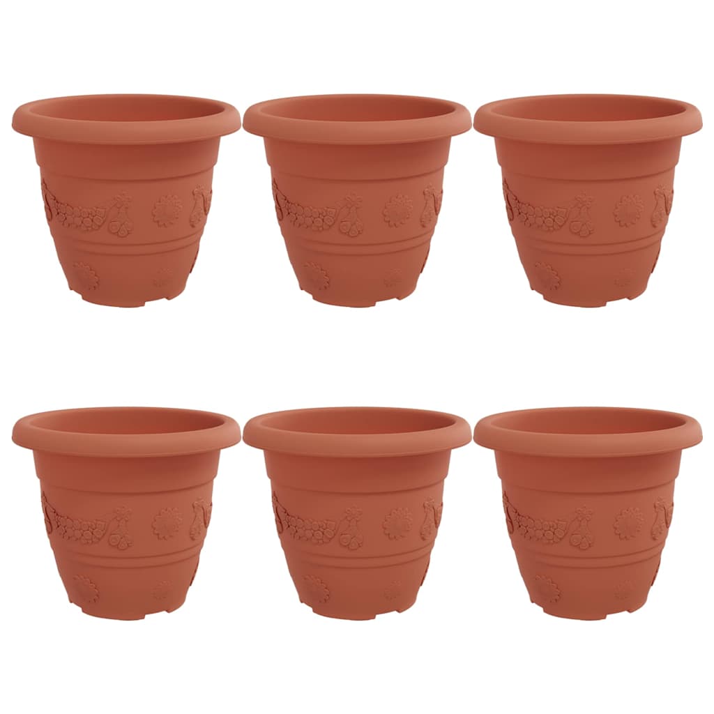 Vaso Rotondo per Fiori 6 pcs Rosso Mattone Ø 22 x 18 cm | homemem39