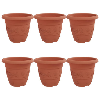 Vaso Rotondo per Fiori 6 pcs Rosso Mattone Ø 22 x 18 cm | homemem39