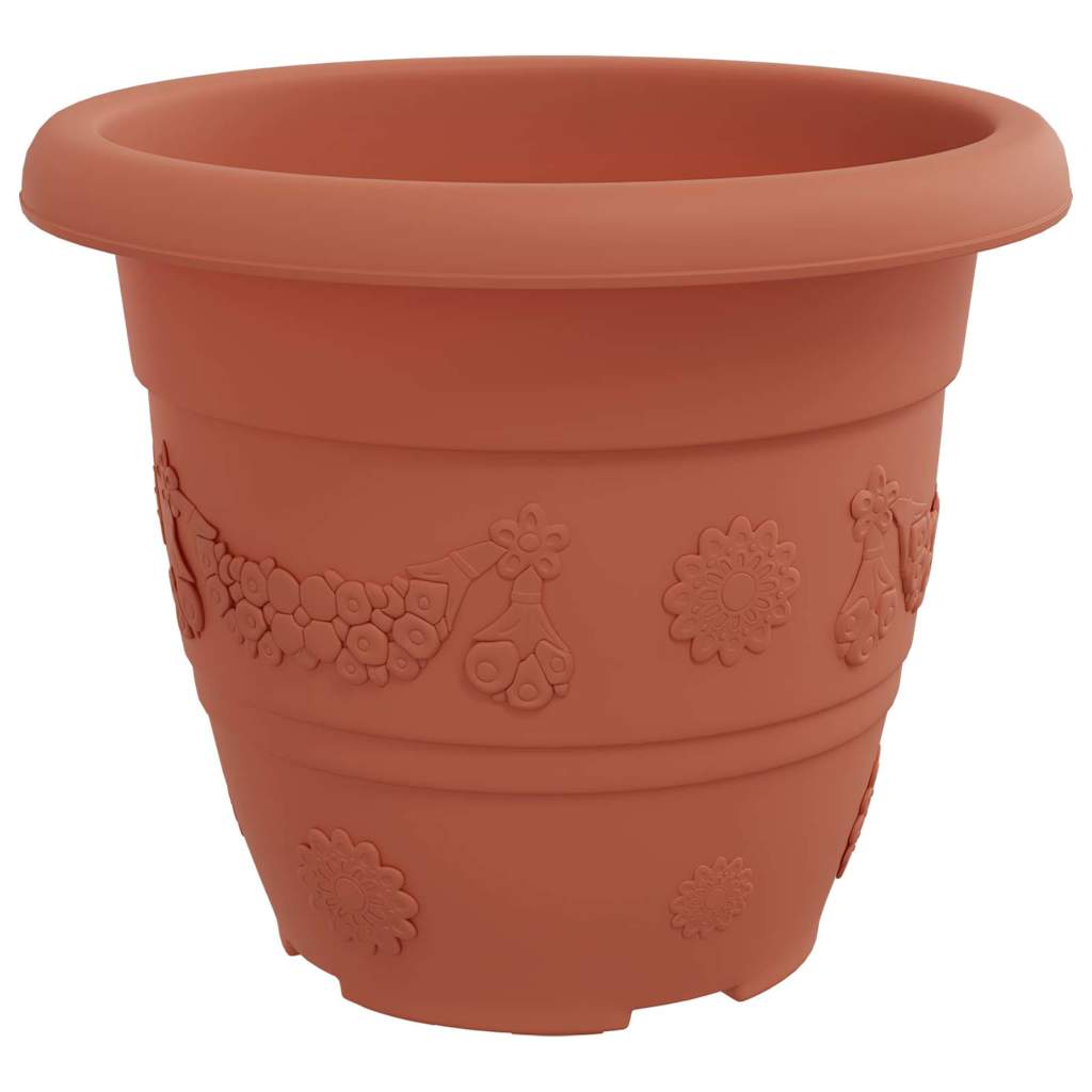 Vaso Rotondo per Fiori 6 pcs Rosso Mattone Ø 22 x 18 cm | homemem39