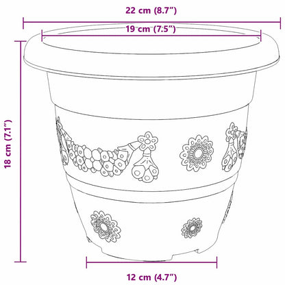 Vaso Rotondo per Fiori 6 pcs Rosso Mattone Ø 22 x 18 cm | homemem39