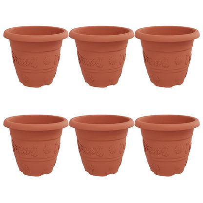 Vaso Rotondo per Fiori 6 pcs Rosso Mattone Ø 26 x 21.5 cm | homemem39