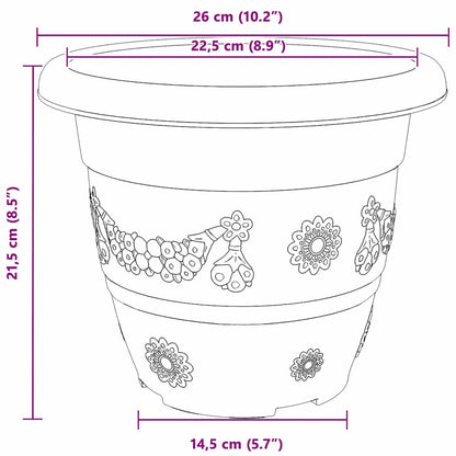 Vaso Rotondo per Fiori 6 pcs Rosso Mattone Ø 26 x 21.5 cm | homemem39