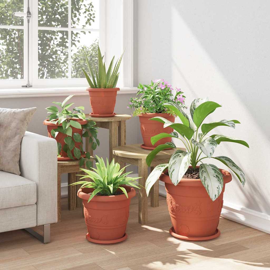 Vaso Rotondo per Fiori 6 pcs Rosso Mattone Ø 30 x 25 cm | homemem39