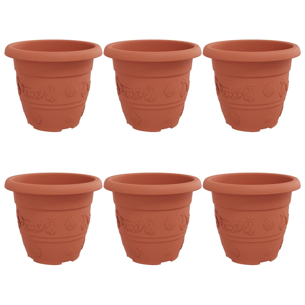 Vaso Rotondo per Fiori 6 pcs Rosso Mattone Ø 30 x 25 cm | homemem39