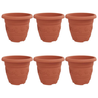 Vaso Rotondo per Fiori 6 pcs Rosso Mattone Ø 30 x 25 cm | homemem39
