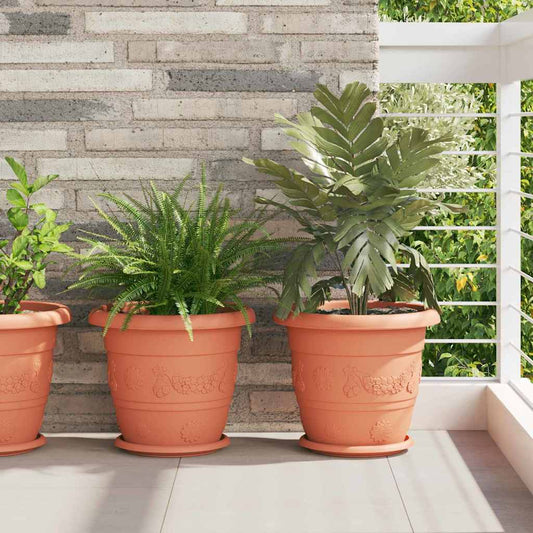 Vaso Rotondo per Fiori 6 pcs Rosso Mattone Ø 34 x 28 cm