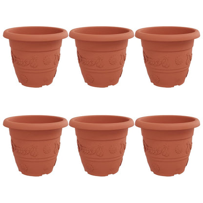 Vaso Rotondo per Fiori 6 pcs Rosso Mattone Ø 34 x 28 cm