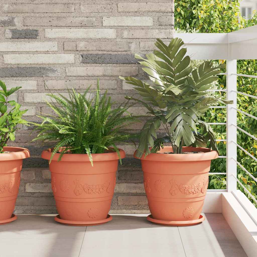 Vaso Rotondo per Fiori 6 pcs Rosso Mattone Ø 39 x 32 cm