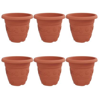 Vaso Rotondo per Fiori 6 pcs Rosso Mattone Ø 39 x 32 cm