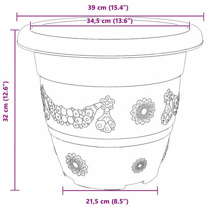 Vaso Rotondo per Fiori 6 pcs Rosso Mattone Ø 39 x 32 cm