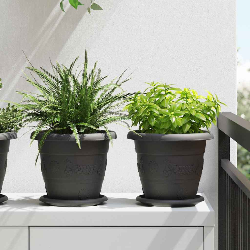 Vaso Rotondo per Fiori 6 pcs Nero Ø 22 x 18 cm Plastica | homemem39