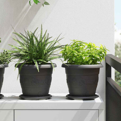 Vaso Rotondo per Fiori 6 pcs Nero Ø 22 x 18 cm Plastica | homemem39