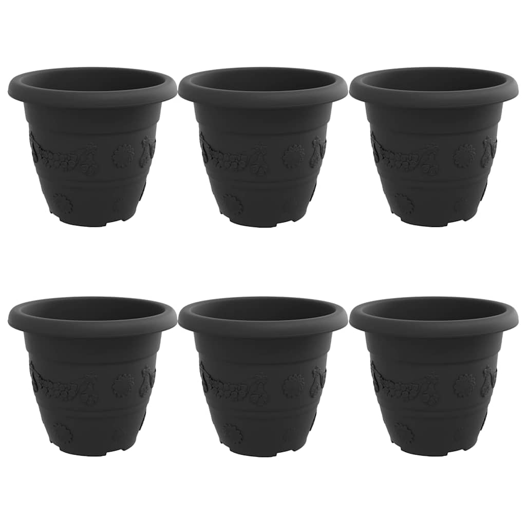 Vaso Rotondo per Fiori 6 pcs Nero Ø 26 x 21.5 cm Plastica