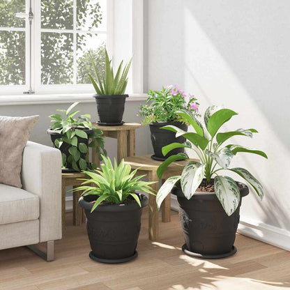 Vaso Rotondo per Fiori 6 pcs Nero Ø 34 x 28 cm Plastica | homemem39