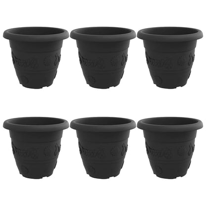 Vaso Rotondo per Fiori 6 pcs Nero Ø 39 x 32 cm Plastica