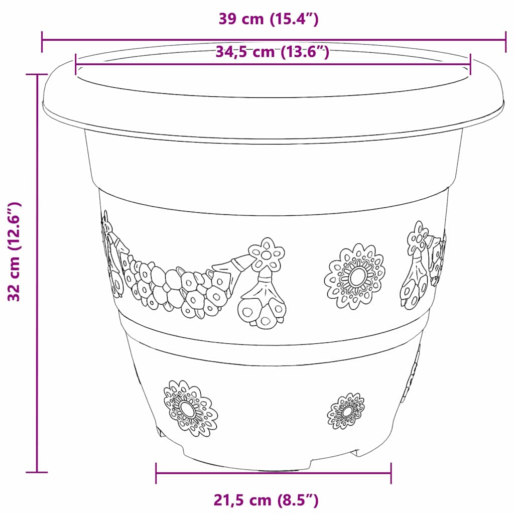 Vaso Rotondo per Fiori 6 pcs Nero Ø 39 x 32 cm Plastica | homemem39