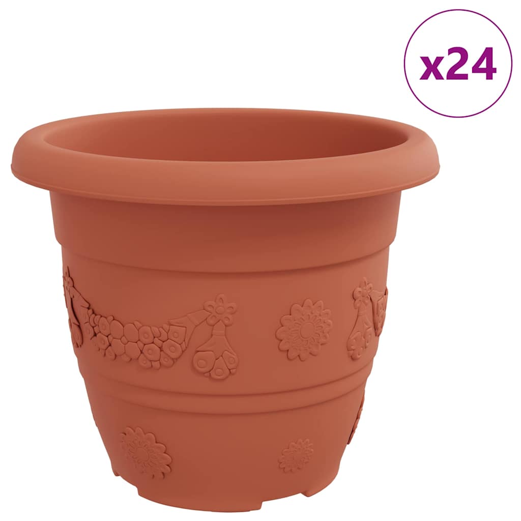 Vaso Rotondo per Fiori 24 pcs Rosso Mattone Ø 30 x 25 cm | homemem39
