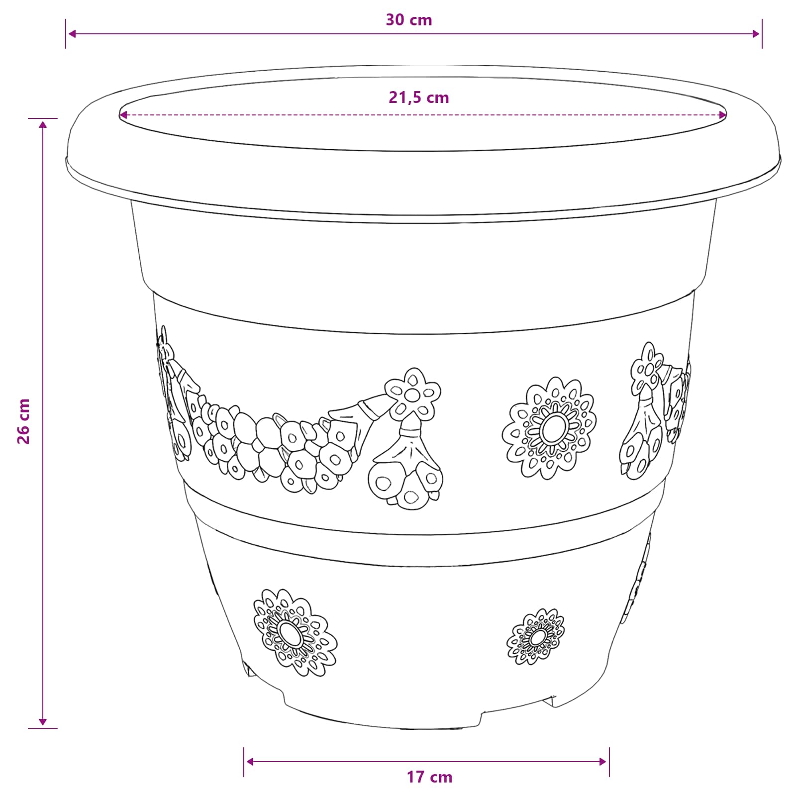 Vaso Rotondo per Fiori 24 pcs Rosso Mattone Ø 30 x 25 cm | homemem39